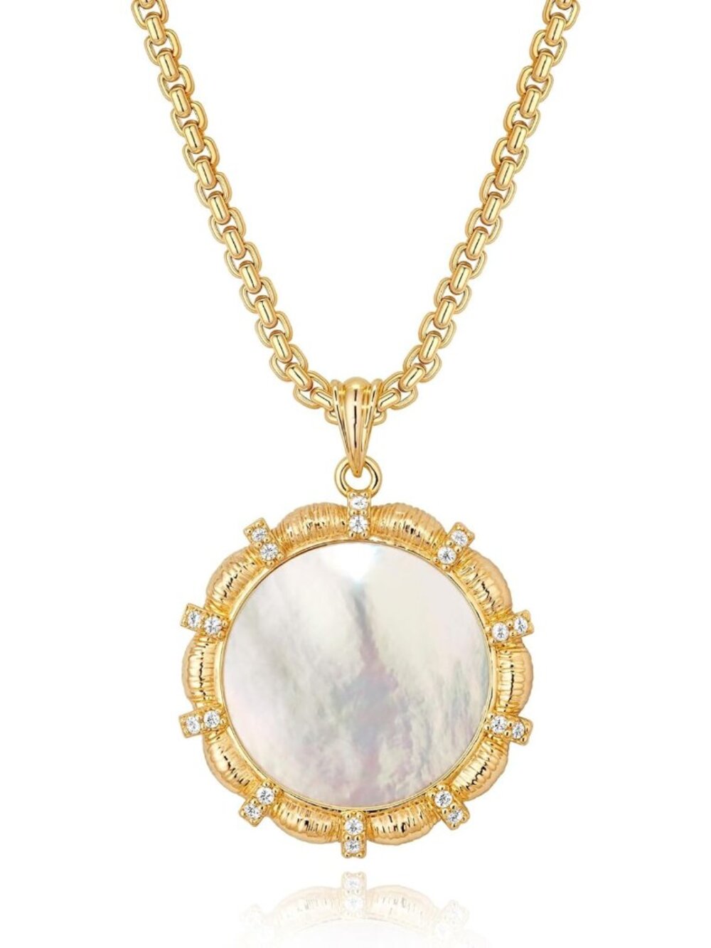 Elegant Mother of Pearl Round Pendant Necklace for Women - Chic Jewelry